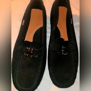 J Pliner Loafers Suede Black 8.5 m